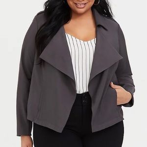 Torrid Grey Twill Drape Blazer